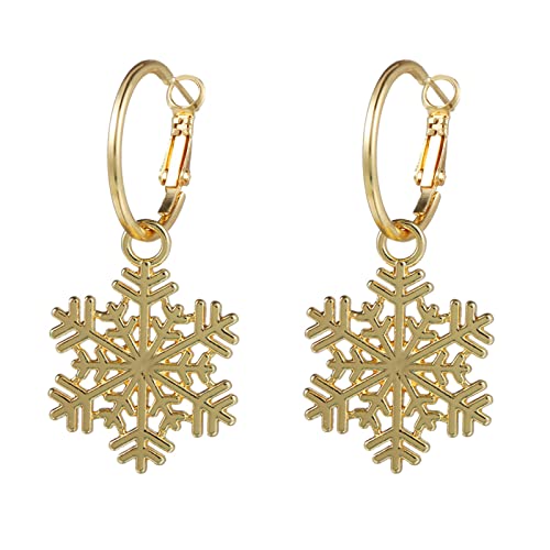 Damen-Ohrstecker Edelstahl Weihnachten Elegante Blumen-Schnee-Ohrringe Vertraglich Weihnachtsschneeflocke-Ohrringe für Weihnachtsohrringe weiblich Kronleuchter Ohrringe Für (Gold-2, One Size) von Tonsee Accessoire