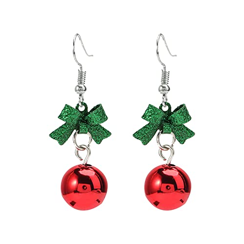 Damen-Ohrstecker Edelstahl Weihnachten Weihnachtsohrringe Kreative Schleife Weihnachtsrote Perlenohrringe Weihnachtsserie Ornamente Kronleuchter Ohrringe Für (Silver-5, One Size) von Tonsee Accessoire