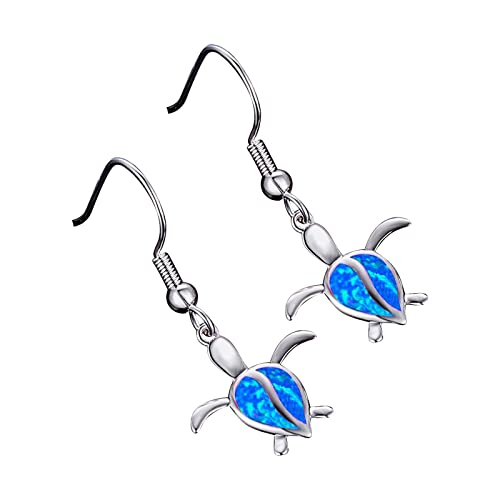 Damen Ohrstecker Opal Schildkröte Ohrringe Accessoires für Damen Ohrringe Schildkröte Ohrringe Ohrringe Eckig Silber (Blue, One Size) von Tonsee Accessoire