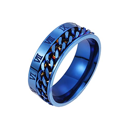 Damenring Edelstahl Glasstein Übertragungspersönlichkeit Domineering Siple Titanring drehbarer Ring Herren römischer Schmuck Ringe Ringelsocken Herren Rot (Blue, One Size) von Tonsee Accessoire