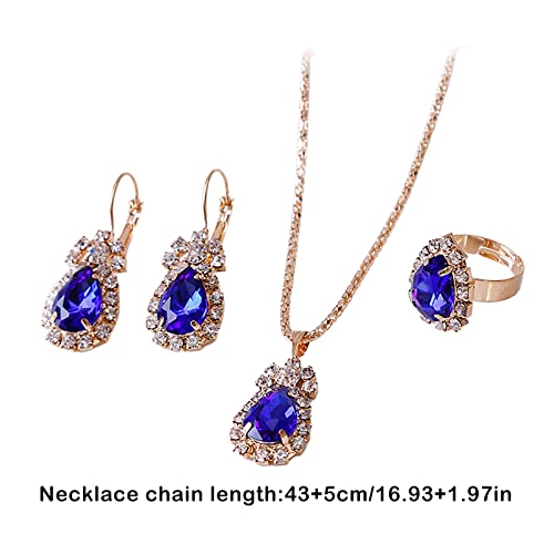 Echter Schmuck Damen Für Frauen Ohrringe Wasser Schmuck Mädchen Mode Liebe und Set Schmuck Personalisierte Ring Tropfen Halskette Anhänger Schmuck Sets Schmuckleiste (Blue-d, One Size) von Tonsee Accessoire