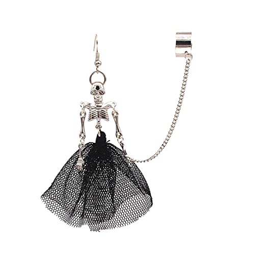 Edelstahl Ohrringe Halloween Damen Ohrringe Halloween Punk Schwarz Gothic Braut Wellen Schwarzer Rock Einzelne Ohrringe Kostümzubehör Übertriebene Halloween Römische Glasohrringe (Silver-8, One Size) von Tonsee Accessoire