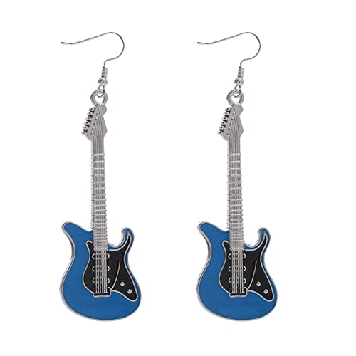 Fashion Damen Ohrstecker Mode niedlich Metall schwarz weiß Musik Bass E-Gitarre baumeln Ohrringe für Frauen Mädchen Musikliebhaber Lehrer personalisierte ene Ohrstecker Für Damen (2-Blue, One Size) von Tonsee Accessoire