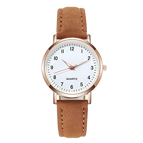 Quarz Uhr für Herren Herrenuhr Damen-Leuchtuhr mit Gürtelwaage, gepunktete kleine Uhr, Sternuhr, mattierter Punkt, mit römischer Damenuhr, Digitalwaage Sportband Ansehen Damen (Brown, One Size) von Tonsee Accessoire