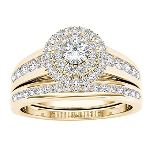 Tonsee Accessoire Ringeinlage Silikon Zirkon-Ringe Klassische und Paar-Europäische Intarsien-Amerikanische Ring-Schmuck-Ringe Lesezeichen Der Ringe (Gold, 8) von Tonsee Accessoire