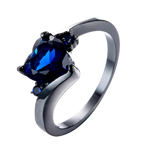 Stahl Ringe Basteln Liebe geformte Frauen Herz Liebe Zirkonia Herzen Accessoires farbenfrohe Ringe Opal Ringe (Blue, 10) von Tonsee Accessoire