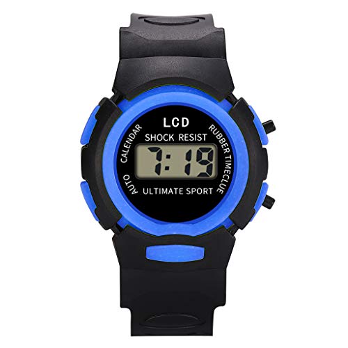 Tonsee Accessoire Armbanduhr Herren Edelstahlarmband Uhr Sport LED elektronische Digitale analoge Mädchen Handgelenk wasserdichte Kinder Kinderuhr Sportband Ansehen (Blue, One Size) von Tonsee Accessoire