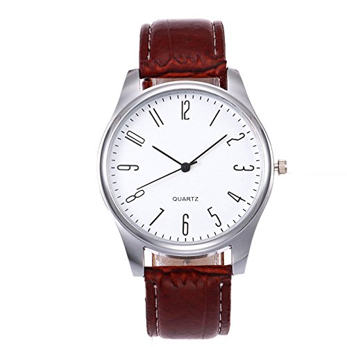 Tonsee Accessoire Armbanduhr Herren Quarz Herrenuhr Handgelenk Mode Leder Business einfache Herrenuhr Armbanduhr Damen Edelstahlarmband 56 (Brown, One Size) von Tonsee Accessoire