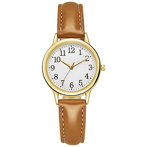 Tonsee Accessoire Damen Armbanduhr Analog Quarz Uhr Dialoguhr Damenmode Geschenke Quarz aus Leder minimalistisch schlanke Uhr Damenuhr Armbanduhr Magnetverschluss (Brown, One Size) von Tonsee Accessoire