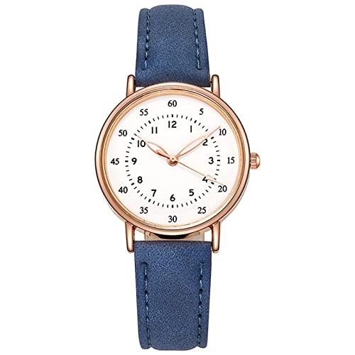 Tonsee Accessoire Damen Mode Armbanduhr Ms. Watches Lässige Leder-Analog-Quarzuhr Ms. Armbanduhr Uhr Business Date Casual Watch wasserdichte Damenuhr Mit Armband (Blue, One Size) von Tonsee Accessoire