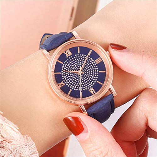 Tonsee Accessoire Damen Mode Armbanduhr Uhr Quarz Dial Uhr Luxusarmbanduhr aus Stahl lässige Damenuhr Damen Quarz (4-Blue, One Size) von Tonsee Accessoire