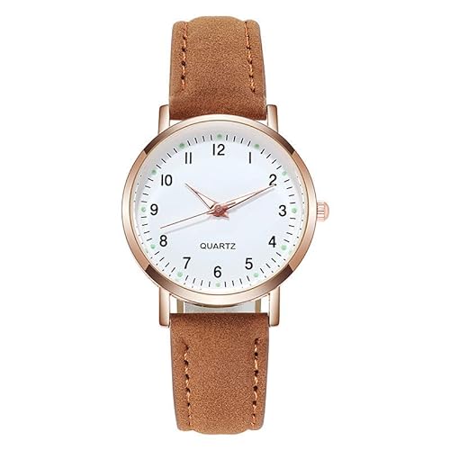 Tonsee Accessoire Damen Mode Armbanduhren Art- und Weisesportfrau-Edelstahl-Fall-Gürtel-Band-Quarz-Analog-Armbanduhr Damen Digitaluhr Wasserdicht Gummiarmband (Brown #3, One Size) von Tonsee Accessoire