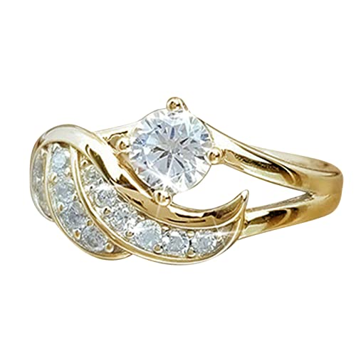 Tonsee Accessoire Damen Ring Vintage Und Schmuck Ringe Europäische Zirkon Art und Weise amerikanische Engels-Diamant-Ring-Ringe Ringer Hose (Gold, 11) von Tonsee Accessoire