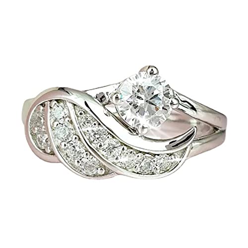 Tonsee Accessoire Damen Ring Vintage Und Schmuck Ringe Europäische Zirkon Art und Weise amerikanische Engels-Diamant-Ring-Ringe Ringer Hose (Silver, 8) von Tonsee Accessoire