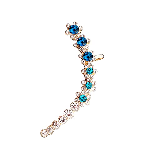 Tonsee Accessoire Elegant Stern Damen Ohrhänger Silber für Frauen Ohrringe Manschetten Zirkonia Creolen Kristalle Ohrring Ohr mit Ohrringen Silberne Creolen Ohrclips (Blue, One Size) von Tonsee Accessoire