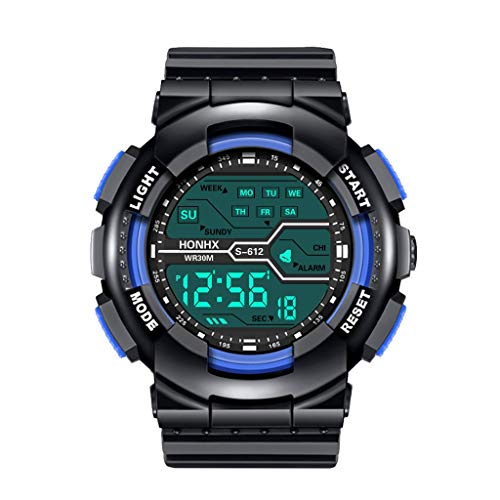 Tonsee Accessoire Herren Uhr Männer Edelstahl Sportmoden Herren Handgelenk LCD-Stoppuhr wasserdichte Datumsuhr Kautschuk Digital Boys Kinder Armbanduhr Jungen Klein (Dark Blue, One Size) von Tonsee Accessoire