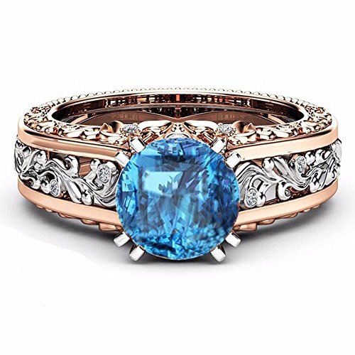 Tonsee Accessoire Herz Ringe Frauen Gold Trennung Rose Verlobung Hochzeit Frauen Fashion-Blumenring Farbringe Ringe Mit Gummizug (Blue, BU8) von Tonsee Accessoire