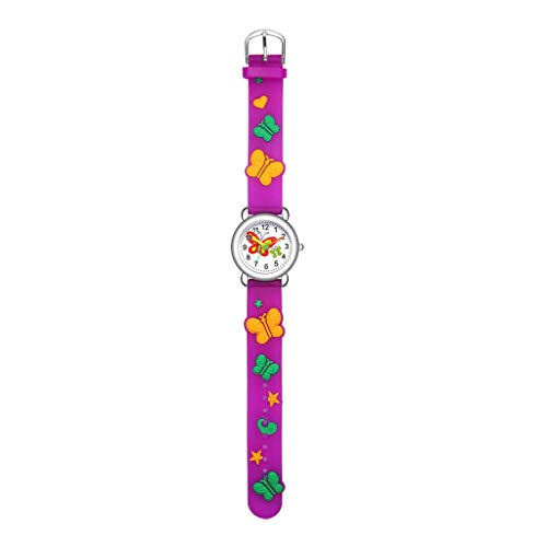 Tonsee Accessoire Kinderuhr Jungen Mädchen Geschenk-Karikatur-analoges Muster-Quarz-Uhr-Uhr-Jungen-Kind-Kind-niedliche Handgelenk-Kinderuhr Damenband Ansehen Armband (Purple, One Size) von Tonsee Accessoire