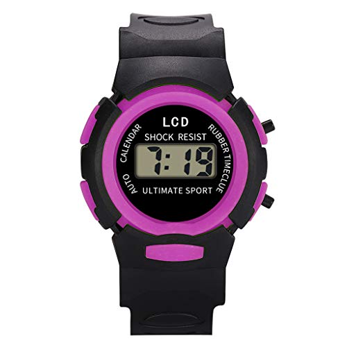 Tonsee Accessoire Kinderuhr Jungen Mädchen Uhr Sport LED elektronische Digitale analoge Mädchen Handgelenk wasserdichte Kinder Kinderuhr Uhrenarmband Für Damen Katzenmotiv (Purple, One Size) von Tonsee Accessoire