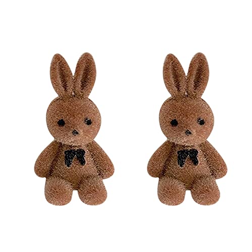 Tonsee Accessoire Ohrringe Damen Ohrstecker Niedliche Ohrringe Frau Niedliche Cartoon-Anhänger-Ohrringe Kaninchen-Ohrringe Ohrringe Reise (Brown, One Size) von Tonsee Accessoire