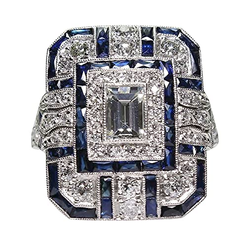 Tonsee Accessoire Ringe Günstig Herren Luxus voller Birnenform Ring Schmuck Geburtstag Vorschlag Braut Verlobungsfeier Ring Ringe Box Hochzeit Für 2 Ringe (Blue, 6) von Tonsee Accessoire