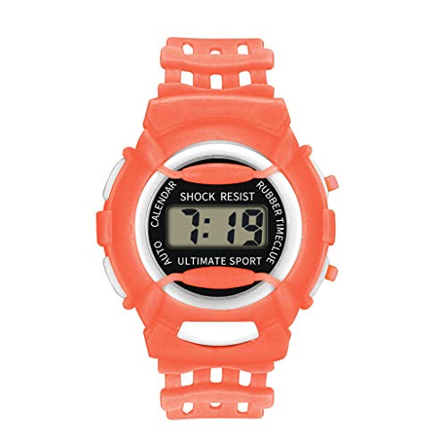 Tonsee Accessoire Uhr Kinder Uhr des Handgelenk-LED Digitale analoge wasserdichte elektronische Kindersport-Mädchen-Kinduhr Uhrenarmband Für Damen Fitness (Orange, One Size) von Tonsee Accessoire