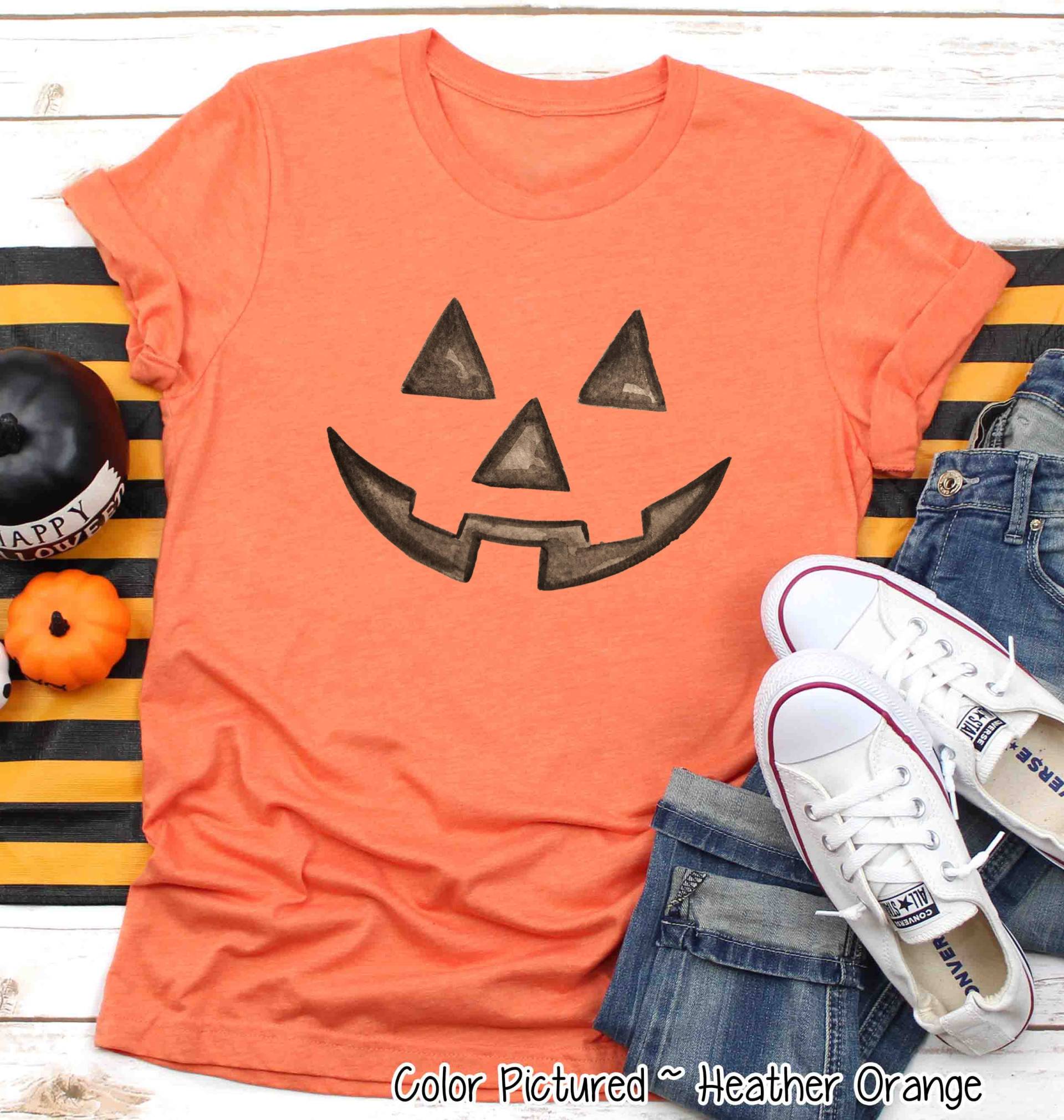 Halloween Kürbis Gesicht Shirt, Süßes Mädchen T-Shirt, Kinder Shirt Für Sie, Familie Passende Shirts von TooCuteCustomDesign