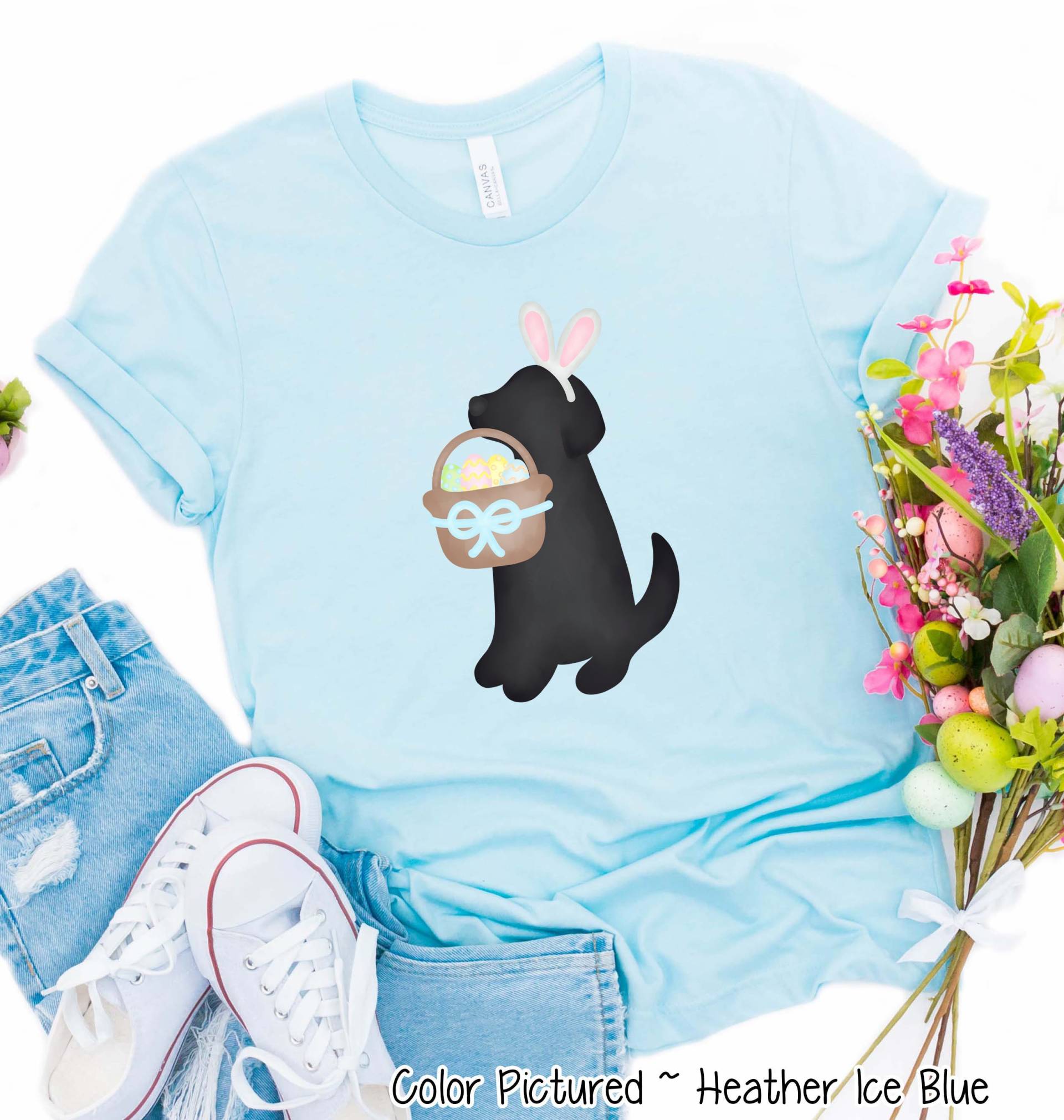 Schwarzes Labrador Junge Ostern Shirt, Hund Mama Mädchen Niedliches Shirt Für Frau, Hundeliebhaber Familie Passendes von TooCuteCustomDesign