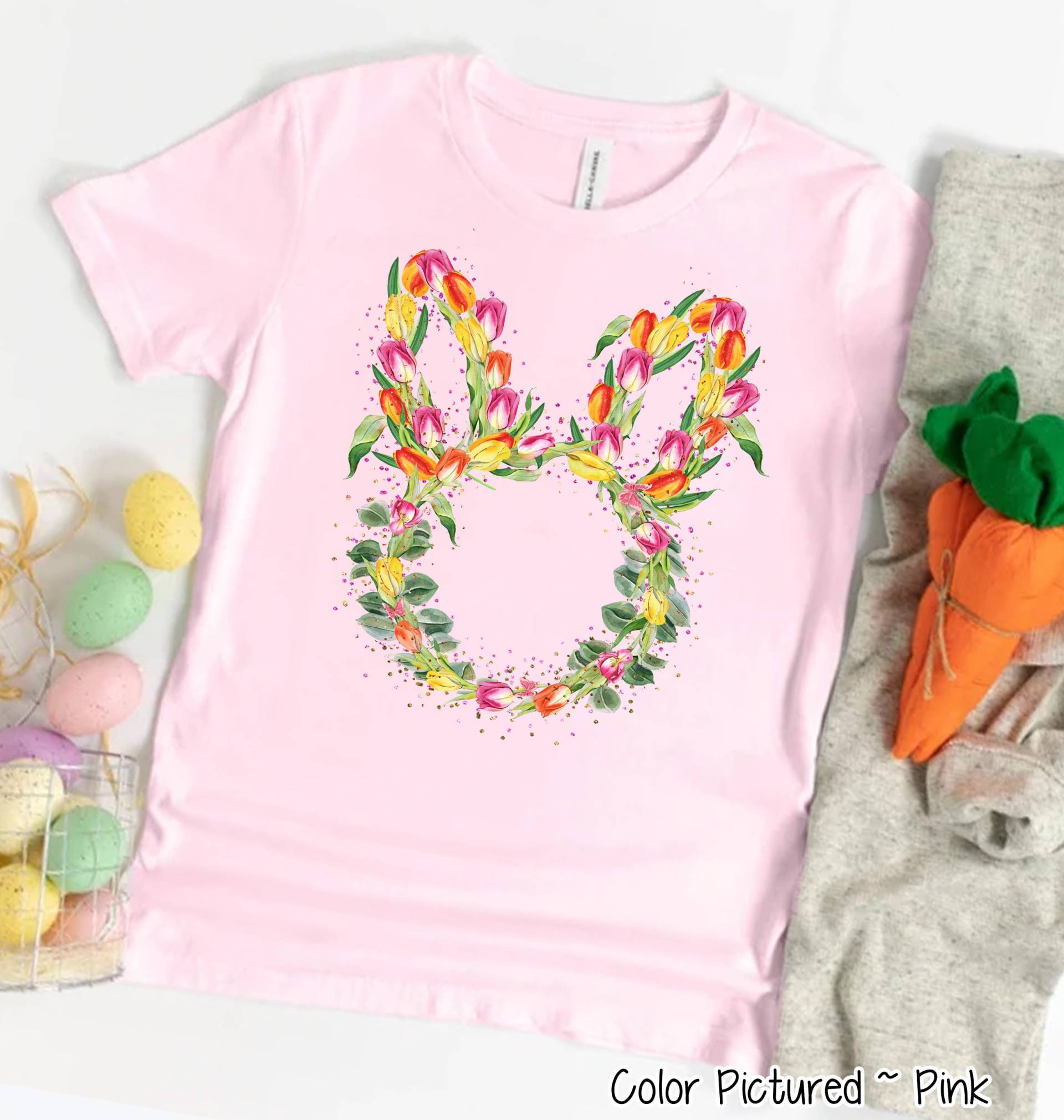 Tulip Bunny Kopf Ostern Shirt, Frohe Mädchen Süßes Shirt Für Frau, Ostersonntag Familie Passende von TooCuteCustomDesign