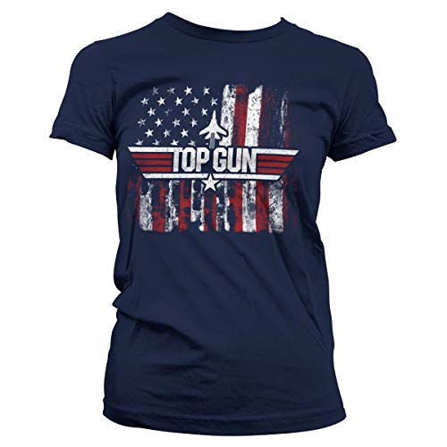 Top Gun Offizielles Lizenzprodukt America Damen T-Shirt (Marineblau), Small von Difuzed