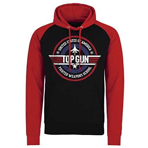 Top Gun Offizielles Lizenzprodukt Fighter Weapons School Baseball Kapuzenpullover (Schwarz-Rot), XX-Large von Top Gun