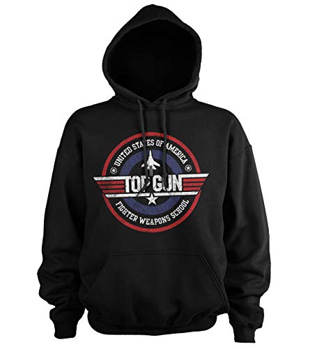 Top Gun Offizielles Lizenzprodukt Fighter Weapons School Groß & Hoch Kapuzenpullover (Schwarz), XXXXX-Large von Top Gun