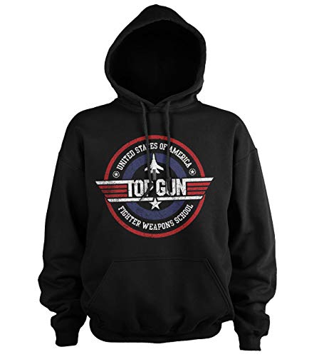 Top Gun Offizielles Lizenzprodukt Fighter Weapons School Kapuzenpullover (Schwarz), Small von Top Gun