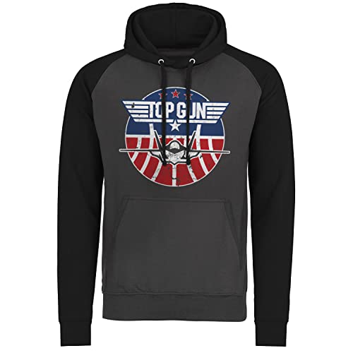 Top Gun Offizielles Lizenzprodukt Tomcat Baseball Kapuzenpullover (Dunkelgrau-Schwarz), X-Large von Top Gun