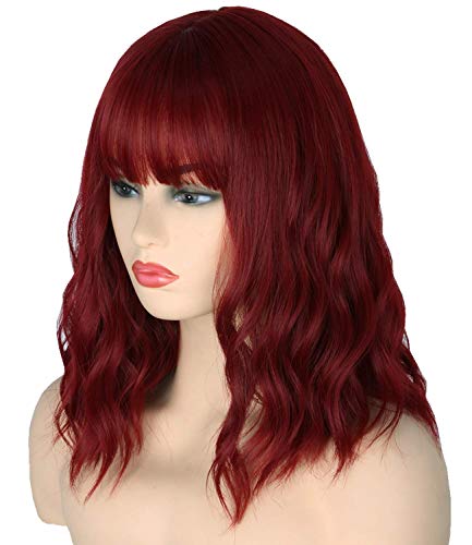 Topcosplay Damen Perücke Halb Schwarz und Halb Grau Lang Gewellt Locken Natürlich Perücke für Kostümparty Halloween Karneval (Rotwein) von Topcosplay