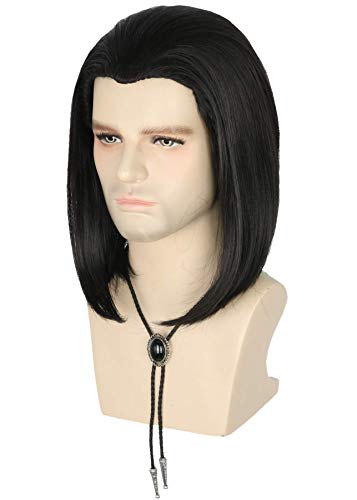 Topcosplay Perücke und Krawatte Herren Perücke Schwarz Lang Gerade Perrücke für Cosplay Halloween Karneval Topcosplay Perücke und Krawatte Herren Perücke Schwarz Lang Gerade Perrücke für Cosplay Halloween Karneval von Topcosplay