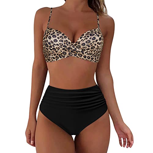 Badeanzug Damen Bikini Bauchweg Mit Shorts Bikini Damen Bauchweg Schwarz Gr 46 Bikini Damen Set Mit Bügel Bunt Sexy Bikini Damen Tanga Swimsuit for Women Plus Size Badeanzüge Tankini (Coffee, L) von Topgrowth Accessorio