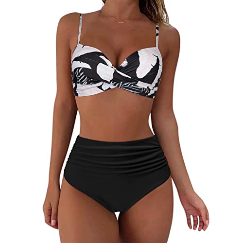 Badeanzug Damen Bikini Bauchweg Mit Shorts Bikini Damen Bauchweg Schwarz Gr 46 Bikini Damen Set Mit Bügel Bunt Sexy Bikini Damen Tanga Swimsuit for Women Plus Size Badeanzüge Tankini (White, S) von Topgrowth Accessorio