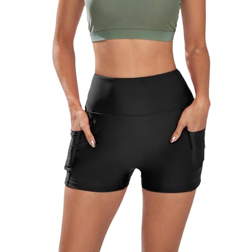 Badeshorts Damen Bauchweg Bauchkontrolle Schwimmshorts Schnell Trocknend Boardshorts Schwimmunterteil UPF50+ Damen Bikinihose Kurze Badehose Schwimmshorts Wassersport Schwimmhose UV Schutz von Topgrowth Accessorio