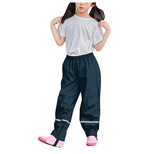 Unisex Regenhose Kinder Matschhose Atmungsaktiv Matschhose Wind und Wasserdichte Überziehhose für Mädchen Jungen Buddelhose Latzhose Wanderhose Outdoorhose Unisex Kinder (Dark Blue, 122-128) von Topgrowth Accessorio