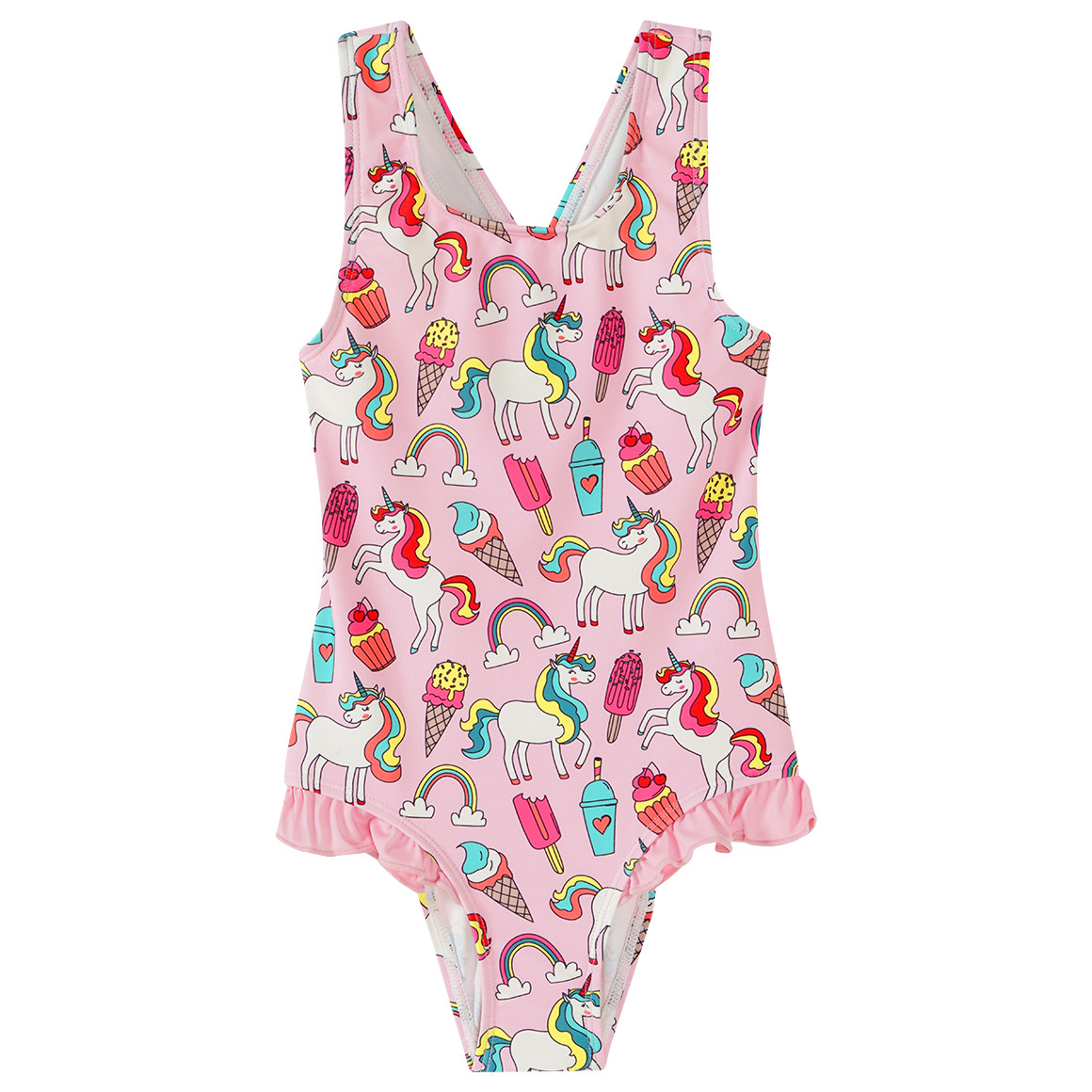 Mädchen Badeanzug mit bunten Einhorn-Motiven Mädchen Badeanzug mit bunten Einhorn-Motiven von Topolino