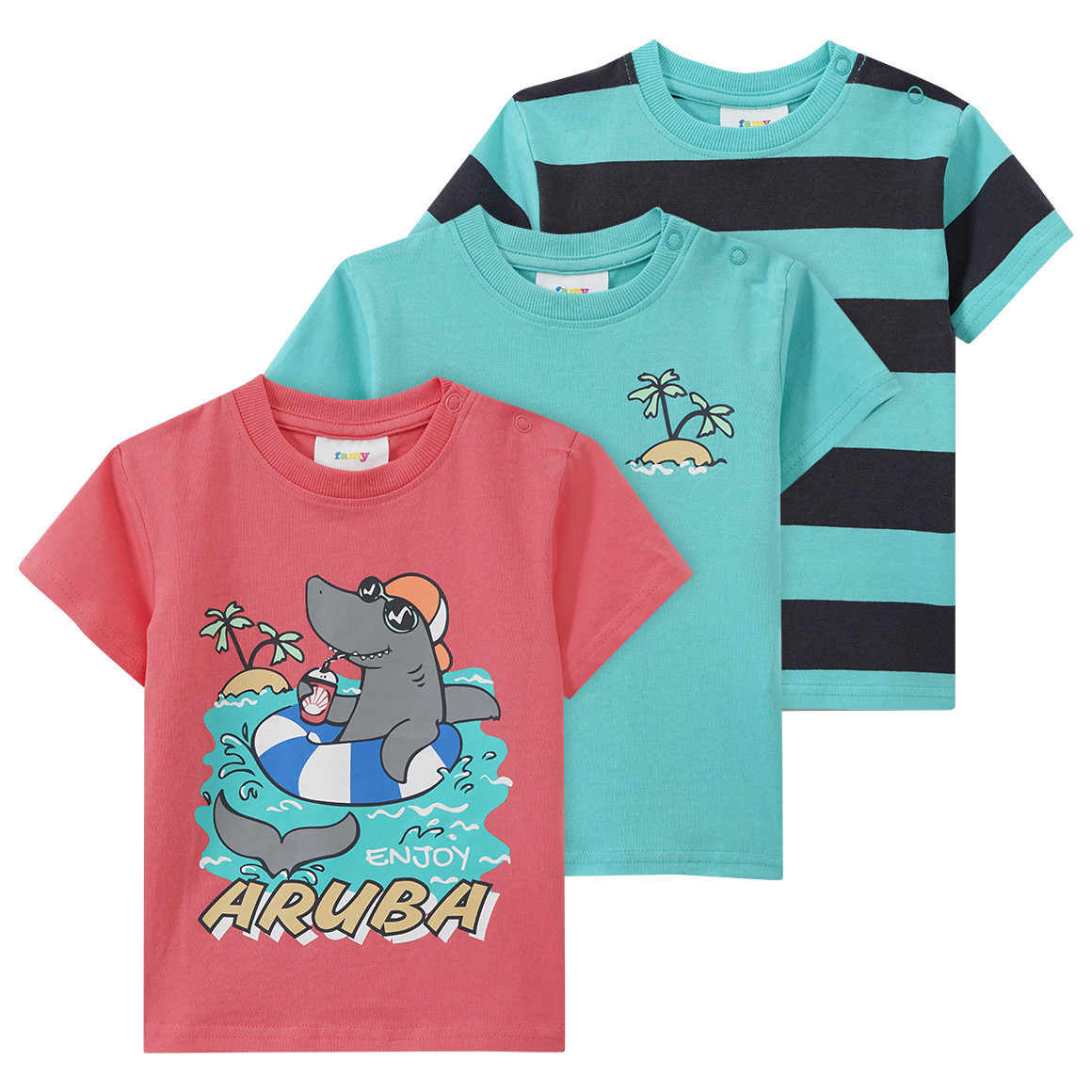 3 Baby T-Shirts in verschiedenen Dessins von Topomini