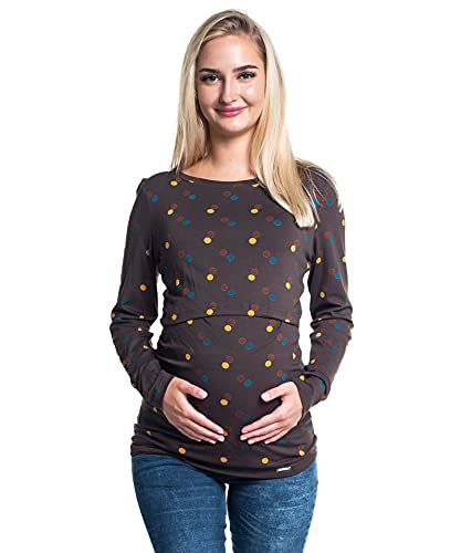 Torelle Damen 2in1 Umstandsshirt mit Stillfunktion GAJA (braun Kreise, XL) von Torelle Maternity Wear