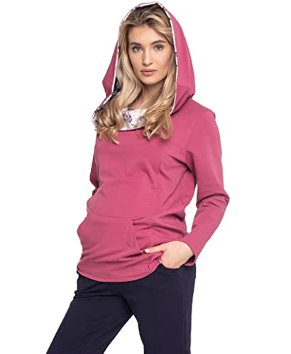 Torelle Maternity Wear 2in1 Umstandspullover Baumwolle, Stillpulli, Damenpulli mit Kapuze, Modell: DIUNA, rosa, L von Torelle Maternity Wear