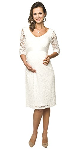 Torelle Maternity Wear Damen Umstandskleid Brautkleid für Schwangere, Modell: LACE, 3/4 Arm, Creme, S von Torelle Maternity Wear