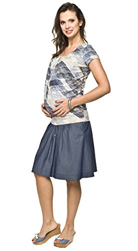 Torelle Maternity Wear Sommerrock, Schwangerschaftsrock VENA 100% hochwertige Baumwolle, blau, S von Torelle Maternity Wear