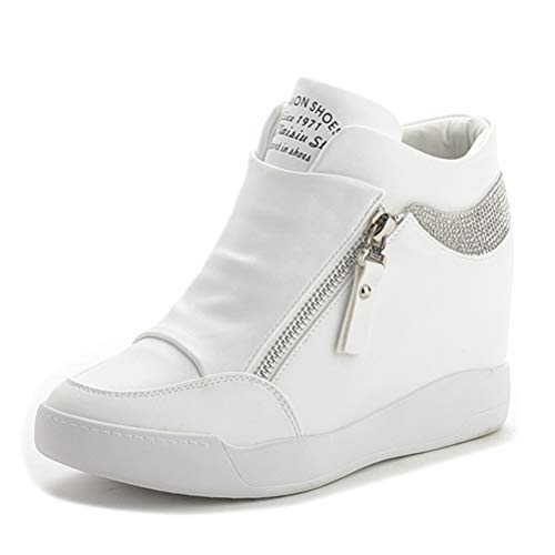 Damen High Top Versteckte Ferse Trainer Schuhe Plattform Gym PU Casual Sport High Heels Höhe Zunehmende Keil Turnschuhe von Toride