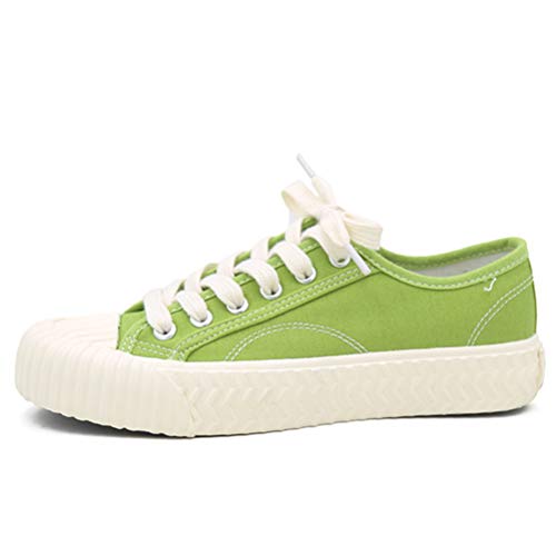 Damen Flache Leinwand Schuhe Retro Low Top Trainer Schuhe Mädchen Schnüren Frühling Herbst Mode Studenten Casual Walking Sportschuhe von Toride