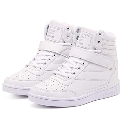 Damen High Top Turnschuhe Versteckte Ferse Lace Up Vulkanisierte Plattform Casual Sport Frühling Herbst Höhe Zunehmende Keilabsatz Trainer Schuhe Weiß von Toride