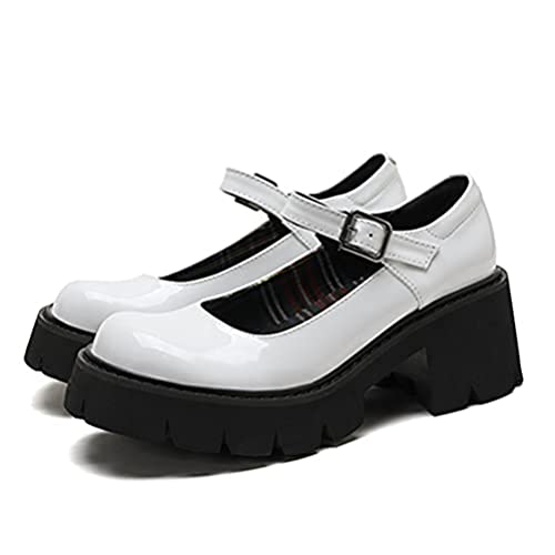 Plateau Mary Jane Schuhe für Damen Retro Schnallenriemen Runde Zehen klobige japanische süße Prinzessin Schuhe Frühling Herbst Lolita Schuhe schwarz von Toride